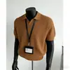 Polo de punto retro americano 2026, camiseta de manga corta para hombre de verano, top elegante de canalé de manga corta de alta gama