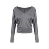 Camisa de Lyocell UNBDNS de Corte Relajado con Cuello en V y Mangas Murciélago, Camisola Suelta de Hombros Caídos Multiusos, Ropa de Abrigo de Manga Larga para Mujer de Otoño