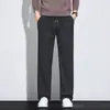 Estilo Old Money, pantalones casuales de lana de alta gama para hombre, versátiles, de corte holgado, resistentes a las arrugas y con pierna recta