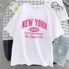 Camiseta New York Queens Never Sleeps para Mujer Camiseta Oversize de Algodón Suave Manga Corta Camiseta Casual Urbana