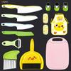 Cuchillo de Fruta de Plástico para Niños Pelador de Melón y Fruta Tabla de Cortar para Educación Infantil Molde para Pastel de Alimentos Complementarios Juego de Escoba Pequeña y Recogedor
