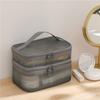 Bolsa de Maquillaje de Malla de Gran Capacidad, Neceser Transparente Sencillo, Bolsa de Almacenamiento de Cosméticos, Neceser de Viaje de Malla de Nylon