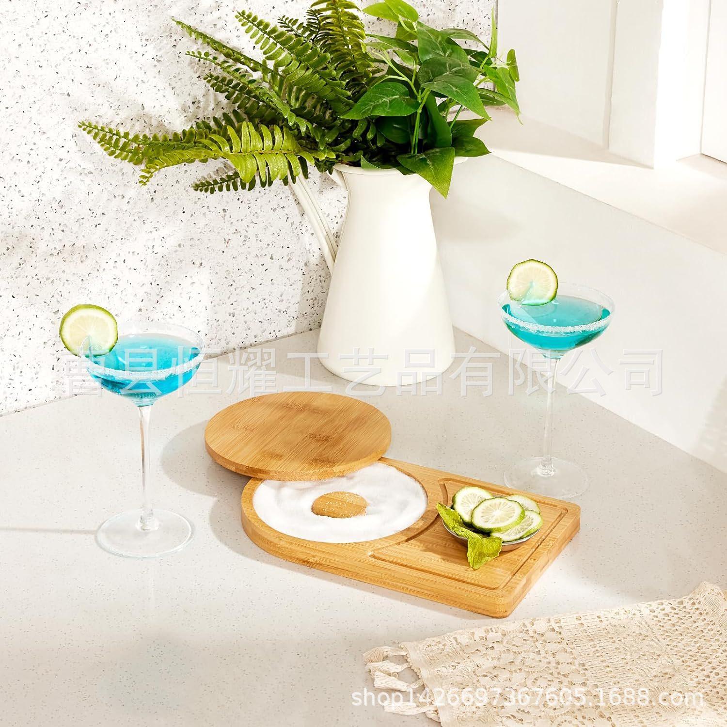 木制长方形酒杯托吧台酒杯收纳盘 家用小酒杯收纳盘盐杯BSCI