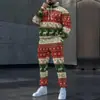 Conjunto de moletom com capuz 3D masculino de caimento solto para outono e inverno, estampa de Natal, conjunto esportivo de duas peças, estilo moderno de exportação transfronteiriça