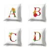 Funda de almohada de poliéster estampado de flor acuarela decoración de coche 26 letras inglesas funda de cojín para el hogar QTB14