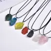 Collar con Colgante de Piedra Bruta de Cristal Natural Amatista Citrino Cuarzo Rosa Piedra Irregular Cadena para Suéter Joyería al por Mayor