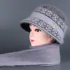 Sombrero de invierno para mujer de mediana edad y anciana, sombrero cálido para madre, grueso con forro polar, sombrero viejo, sombrero de cuenca para abuela, sombrero viejo de lana tejida