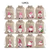 Gran Venta en Stock Bolsa de Regalo con Cordón de Enano Navideño Cascanueces Caricatura Bolsillo de Lino con Cordón Bolsa de Regalo Navideña