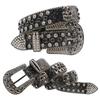Cinto Europeu e Americano com Cabeça de Caveira Diablo Cravejada de Strass Fivela de Pino de Alta Qualidade Lantejoulas Completamente de Diamante Cinto Decorativo Hip-Hop para Boate Feminino