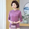 Camisa Base da Moda Nova Transfronteiriça Primavera e Outono 2026, Suéter Versátil da Moda Chic de Primavera Novo Estilo Chinês Redutor de Idade para Pessoas de Meia-Idade