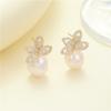Brincos de zircônia elegantes de alta qualidade com agulha de prata S925, brincos geométricos de luxo retrô leves para mulheres, brincos de inverno da moda para todos os gostos