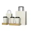Bolsas Tote Personalizadas para Cafeteria, Sacolas de Papel Kraft para Lojas de Boutique com Impressão de Logo, Sacolas para Levar de Chá de Leite para Copo Único em Estoque