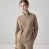Suéter de Punto de Cachemir 100% Puro Baicai Velvet Otoño/Invierno Nuevo Llegado Cuello Medio Alto Versátil Cremallera Holgado