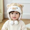 Chapéu de Proteção Auricular de Ursinho para Bebê Inverno com Pelúcia Grossa Chapéu de Pelúcia para Meninos Meninas Bebê Fofo à Prova de Vento Quente Chapéu Lei Feng