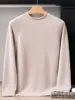Suéter de punto para hombre 100% cachemira de doble hebra de 7 puntos con cuello semi-alto, bordes enrollados, engrosado, corte holgado, camiseta base informal de punto con manga raglán