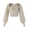 Otoño e Invierno Nuevo Transfronterizo Estilo Europeo y Americano Reductor de Edad Retro Nicho Elegante Suave Piel Sintética de Visón Corbata de Lazo Top de Punto
