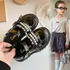 Zapatos de Princesa de Cuero con Lazo de Encaje y Perlas para Niñas 2026 Zapatos de Color Sólido para Actuación de Primavera y Verano para Niños Mayores
