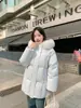 Modelo Nuevo 2026 Chaqueta de Plumas de Longitud Media para Mujer con Capucha y Cuello Grande de Piel para Mujeres Menudas, Abrigo de Plumas de Pato Blanco Invierno de Moscú