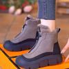 Invierno Nuevo Zapatos de Algodón para Mujer con Forro Polar Suela Gruesa Engrosada Botas para Nieve Aumentadas Cremallera Media Botas de Algodón
