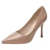 Zapatos de tacón alto color nude para mujer, nuevo estilo 2026, zapatos planos chic y elegantes de punta con plataforma interior, zapatos de trabajo de charol