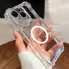 Funda de teléfono magnética transparente transfronteriza con diseño de airbag en las cuatro esquinas para protección contra caídas, adecuada para Apple 17 Pro, de carcasa blanda, funda transparente de cobertura total