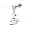 Aleación de Titanio F136 Accesorios de Zirconia Barbell Clavos para Hélice de la Oreja Moda Tendencia Simple Versátil Hombres y Mujeres con Pendientes Colgantes