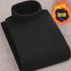 Suéter de punto con forro polar de doble cara para otoño e invierno, camiseta de manga larga para hombre con cuello medio alto, ropa interior térmica engrosada, al por mayor