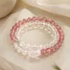 Pulsera de Cristal de Fresa Natural BiYi, Pulsera de Cristal Rosa Repelente del Fuego de Energía Positiva para Mujeres, Nuevo Modelo 2026, Exquisita y Única