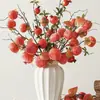 Simulación de Rama de Fruta de Caqui Adornos de Flores Artificiales Adornos Decorativos para Sala de Estar Arreglo floral Ramo de flores De pie Flores secas Decoración Suave para el Hogar