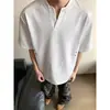 Camiseta Masculina Manga Curta de Algodão Mamba Decote V Casual Manga Meia Mão Roupas Tendência Canalha Bonito Solto Manga de Cinco Pontas Tecido Não Amassa