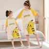 Verano Nuevo Camisón Infantil de Dibujos Animados para el Hogar Ropa Familiar de Verano para Madre e Hija Pijamas de Algodón de Manga Corta para Niños Medianos y Grandes