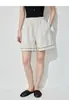 Shorts Casuales de Lino de Moda Qianmeina para Mujer con Cintura Elástica, Adelgazantes, Estilo Simple, Pantalones Sueltos de Verano de Alta Gama