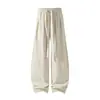 Pantalones de Verano Finos Rectos de Pierna Ancha Relajados de Seda Helada para Hombre Estilo Cleanfit Old Money en Color Albaricoque