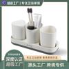 Almacenamiento de baño soporte de escritorio para cepillos de dientes creativo triángulo plástico vaso para enjuague bucal juego soporte para cepillos de dientes sin perforaciones estante de almacenamiento