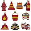 Kit Bombeiro Extintor de Incêndio Desenho Animado Acessórios Liga de Zinco Pingente Gotejamento de Óleo Chaveiro Colar com Pingente