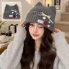 Chapéu de Gato Estilo Coreano Fofo Chapéu de Lã para Mulheres Outono Inverno Chapéu Frio Proteção Térmica para Orelhas Chapéu de Tricô Faz o Rosto Parecer Menor Versátil Estudante