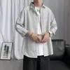 Camisa a Rayas de Manga Tres Cuartos para Hombre para Primavera, Otoño y Verano, Camisa Casual de Manga Corta Estilo Coreano, Chaqueta Versátil Elegante y Moderna