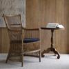 Cadeira Sofá de Rattan Estilo Wabi-Sabi, Cadeira Individual de Rattan Genuíno para Estudo, Cadeira de Rattan Vintage Desgastada, Braço Simples, Madeira Maciça, Estilo Nórdico