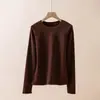 Capa base de acetato y cachemira de cuello alto medio para mujer, corte ajustado, color liso, engrosada para abrigar, ropa interior para mujer al por mayor