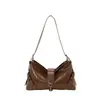 Bolso tote retro de cuero aceitoso de gran capacidad para mujer, nuevo bolso de hombro cruzado para el trabajo 2026, bolso de mano simple de color sólido