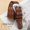 Cinto de Couro Novo Vintage Transfronteiriço para Mulheres, Cinto de Verão para Jeans, Cinto Decorativo Versátil Fino de Couro Bovino, Preto