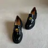 Zapatos Loafers de Cuero Grueso con Hebilla Metálica de Tacón Grueso, Estilo Retro Británico, Punta Redonda, de Tacón Alto para Commuter y JK, para Mujer