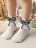 Meias Infantis Verão Estilo Fino Meia Princesa com Laço Bebê Renda de Princesa Meninas Malha Respirável Meias de Estudante