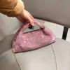 Tendencia Transfronteriza Bolso de Noche Acrílico Bolso de Mujer Bolso de Mano con Pedrería 2026 Nuevo Bolso Cubo Forma de Bolita Tachonado con Cadena y Diamantes