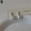 Pendientes Brillantes de Perla y Diamante para Mujer, Pendientes de Invierno de Alta Gama, Nuevo Estilo Trendy de Invierno 2022, Pequeños y Exquisitos, Pendientes Elegantes