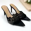Zapatillas de Tacón Alto con Punta Fina, Tacón de Aguja, Encaje, Estilo Europeo y Americano, Color Champaña, Sandalias de Moda para Exteriores, con una Correa, Verano 2026