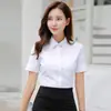 Camisa Branca Feminina Ferramenta Curta Manga Comprida Slim-fit Tamanho Grande Garçom de Trabalho Camisa Casual Roupas Femininas Profissionais