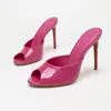 Sandalias de Tacón Alto Peep-Toe de Moda de 10 cm, Tacones Altos de Charol Elegantes y de Lujo Ligero para Mujer, Versátiles para el Uso Diario, Tacones Altos Finos, Transfronterizo