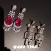 Joyas Manchadas de Vino Rosa Forma de Huevo Pendientes de Piedra Preciosa Banquete Haute Couture Polvo Rojo Pendientes Colgantes Forma de Gota Conjunto