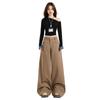 Calças casuais Maillard Wear femininas primavera e outono soltas retas com dosagem elegante calças cáqui de perna larga